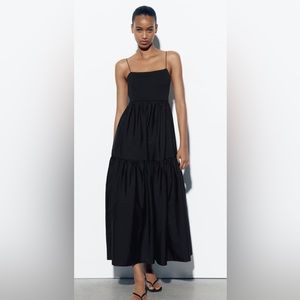 Long tiered black dress